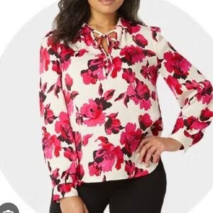 New! 3x Plus Size Liz Claiborne Pretty Floral Blouse Top Shirt Womens